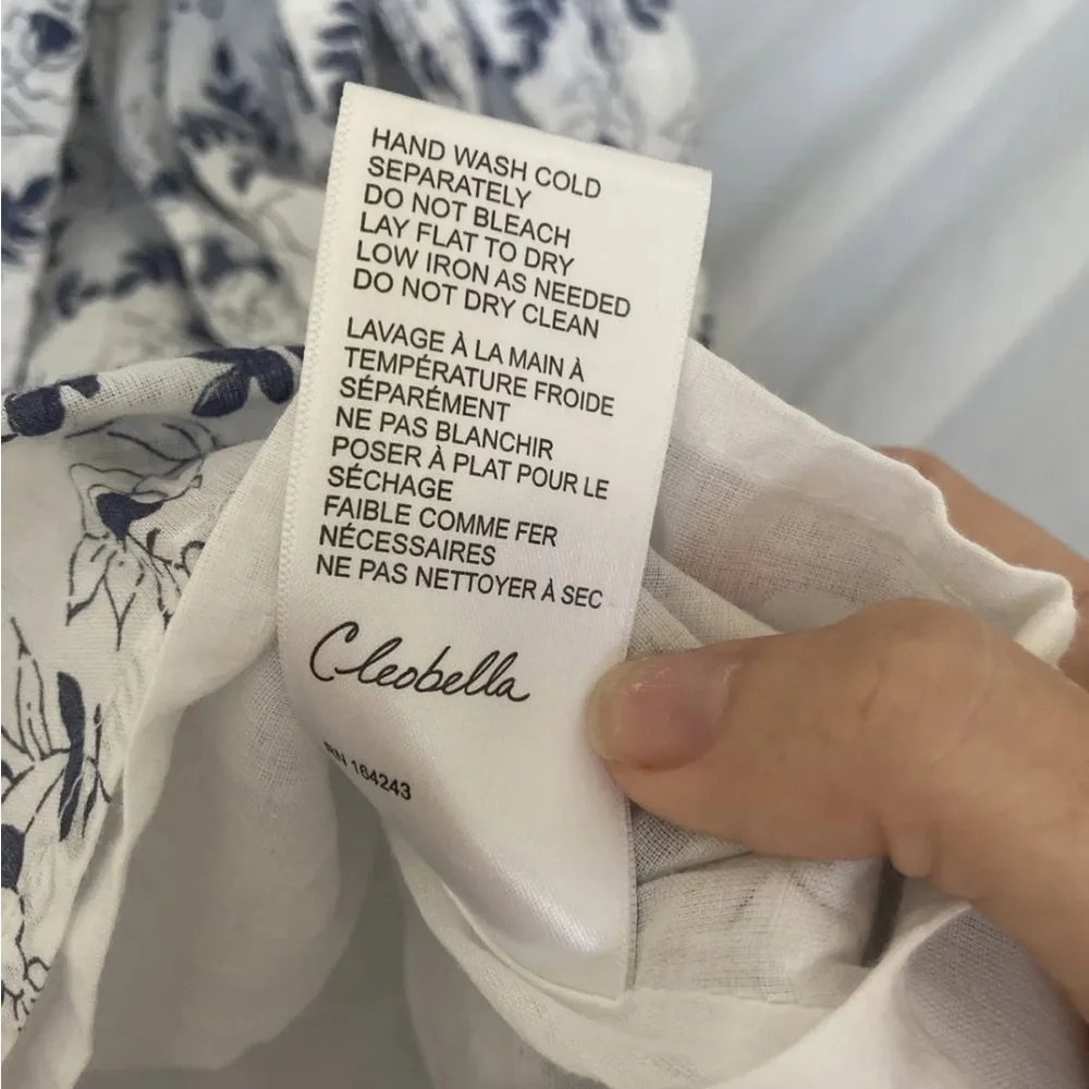 Cleobella Blue White Floral Cotton Puff Sleeve Nevah Mini Size Small Sundress - Picture 8 of 9